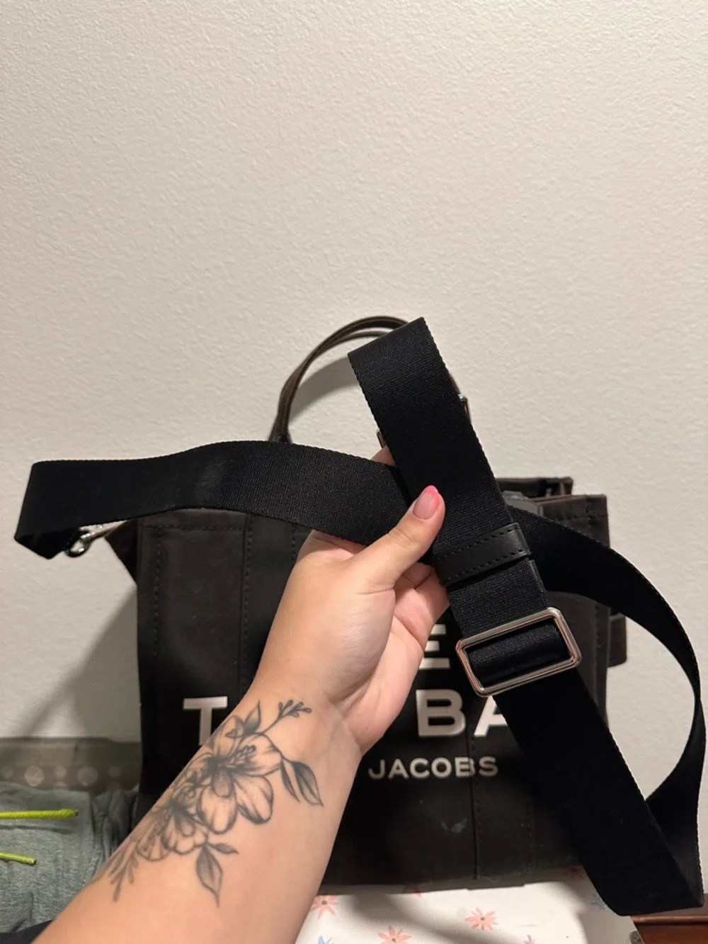 Marc Jacobs Black Canvas Duffel Tote Bag with White Logo - Picture 2 of 5